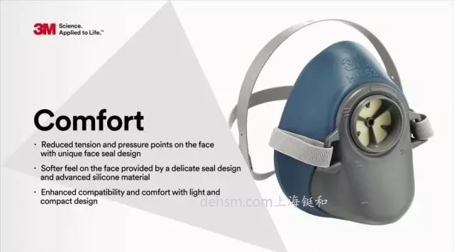 3M HF-50單濾盒硅膠半面罩硅膠材質本體，重量輕，無壓迫感
