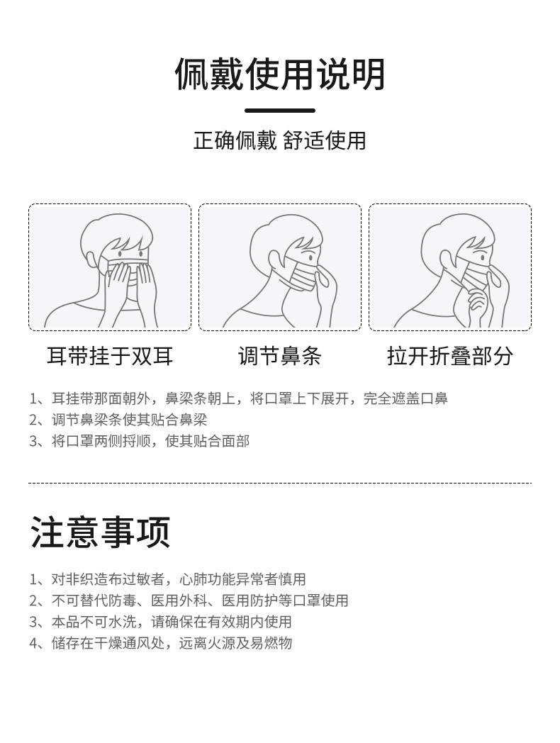 定和DH9001一次性使用無(wú)紡布口罩佩戴示意圖