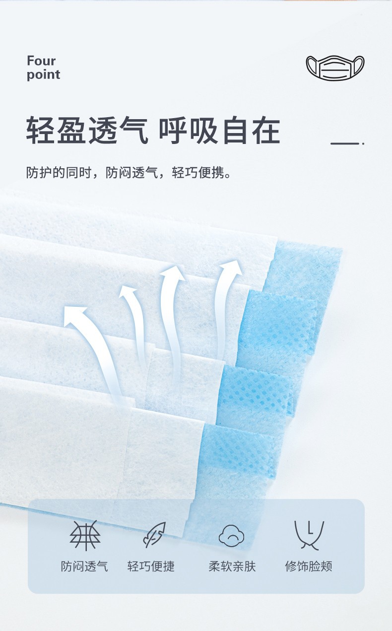 定和DH9001一次性使用無(wú)紡布口罩柔軟親膚，佩戴舒適